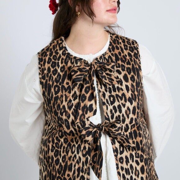 Damson Madder Tilly Leopard Vest Jacket Top Quilted Organic Cotton M-8 277463 - Picture 4 of 8